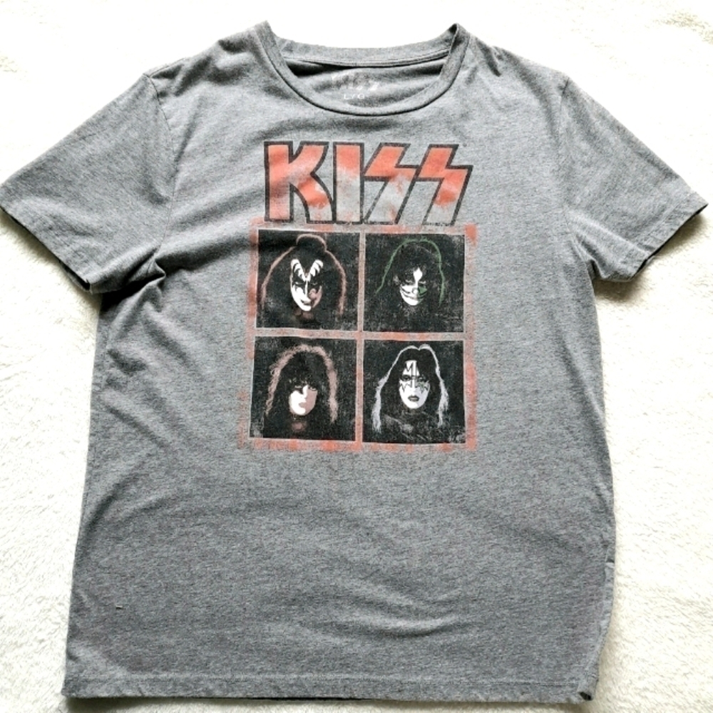 KISS T-shirt Gray Women's Large
